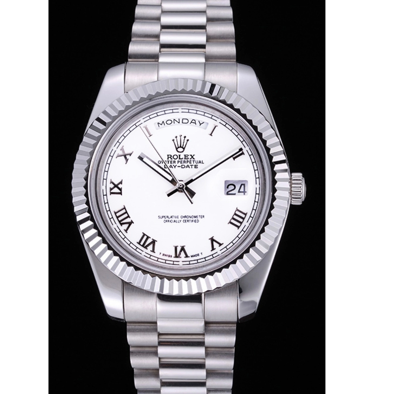 Aaa replica Bracelet Dial White Steel Stainless Day-Date Rolex 622547 0612